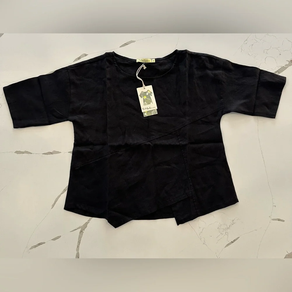 NWT Chalet et Cici Black Linen Elysia Top - Size Small - Picture 6 of 9